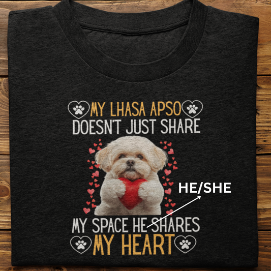 Lhasa Apso : Shares My Heart Tshirt Unisex