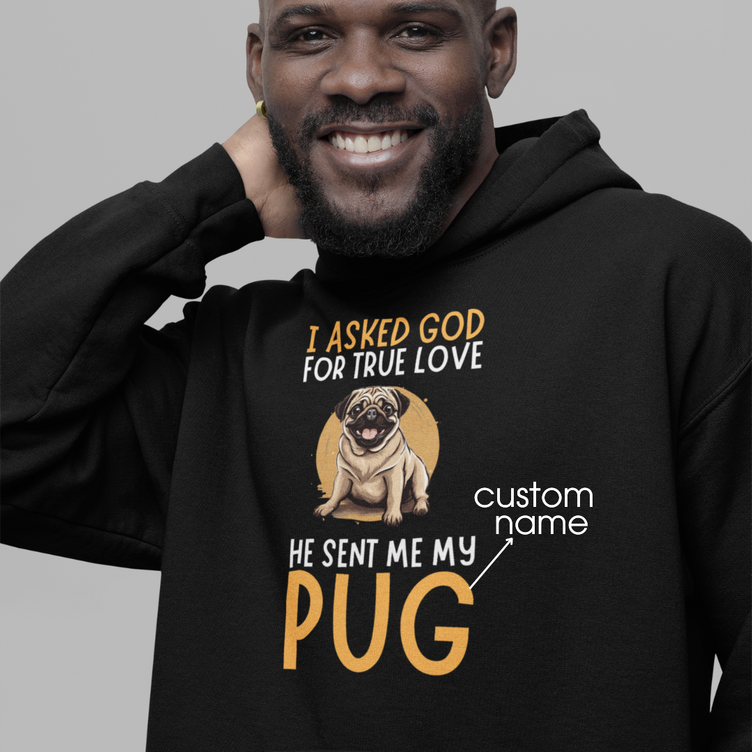 Pug : God True Love Oversized  Hoodie Unisex