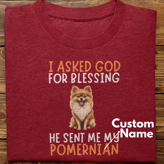 Pomernian :  I Asked God For Blessing Tshirt Unisex (Custom)