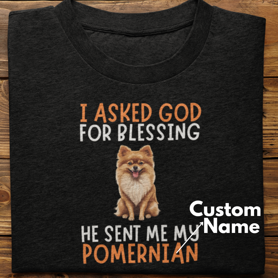 Pomernian :  I Asked God For Blessing Tshirt Unisex (Custom)