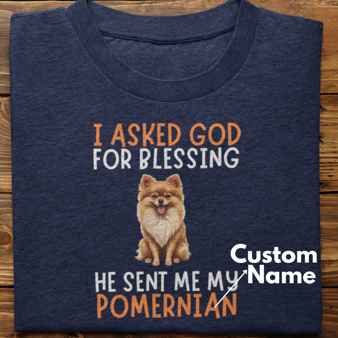 Pomernian :  I Asked God For Blessing Tshirt Unisex (Custom)
