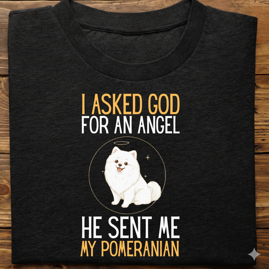 Pomeranian : I Asked God Angel Tshirt Unisex