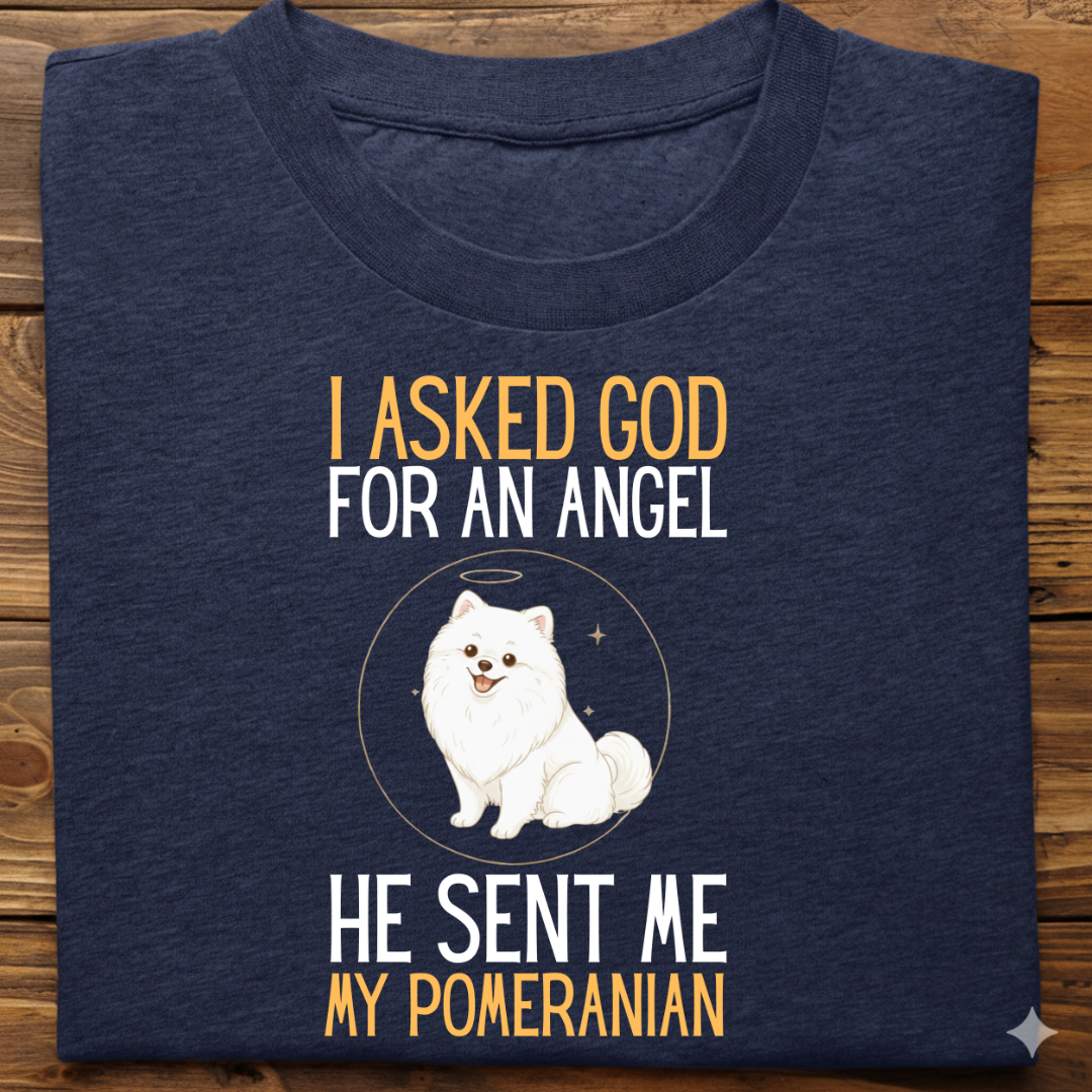 Pomeranian : I Asked God Angel Tshirt Unisex