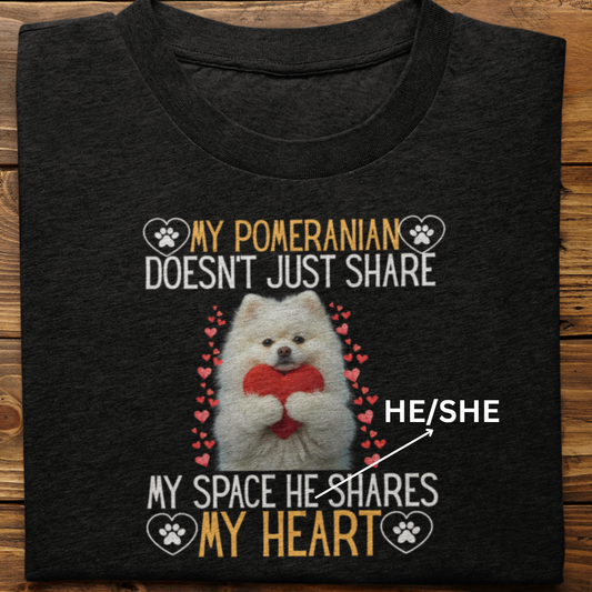 Pomeranian : Shares My Heart Tshirt Unisex