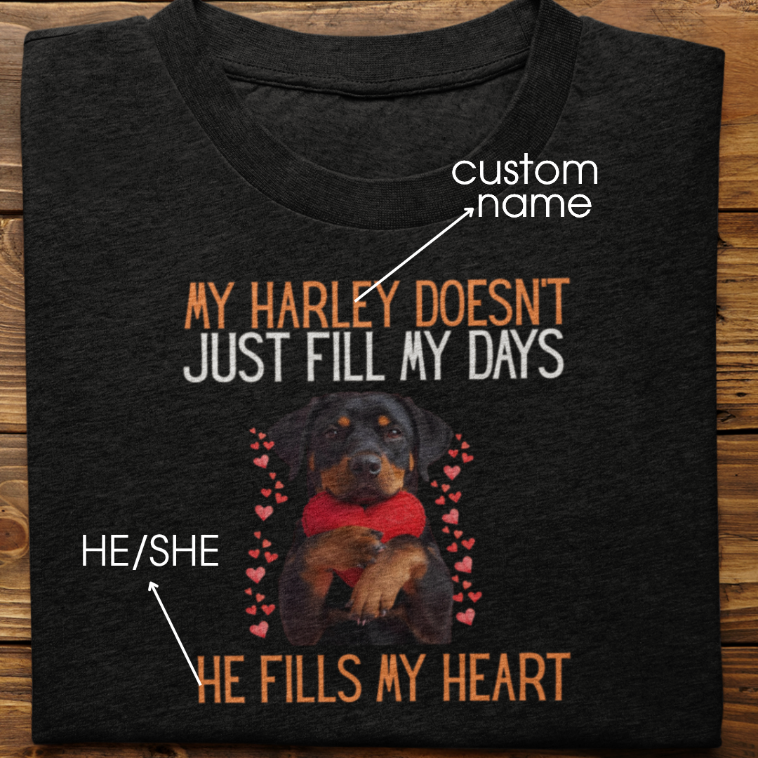 Rottweiler : He Fills My Heart Tshirt Unisex