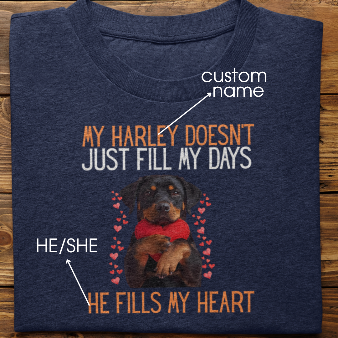 Rottweiler : He Fills My Heart Tshirt Unisex