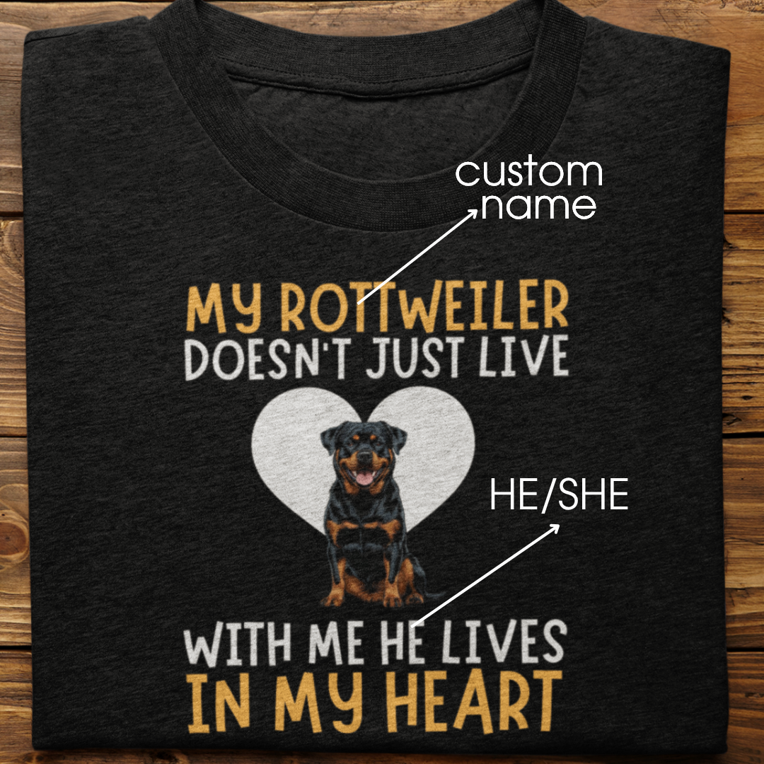 Rottweiler  : My Rottweiler Doesn't Just Live Tshirt Unisex