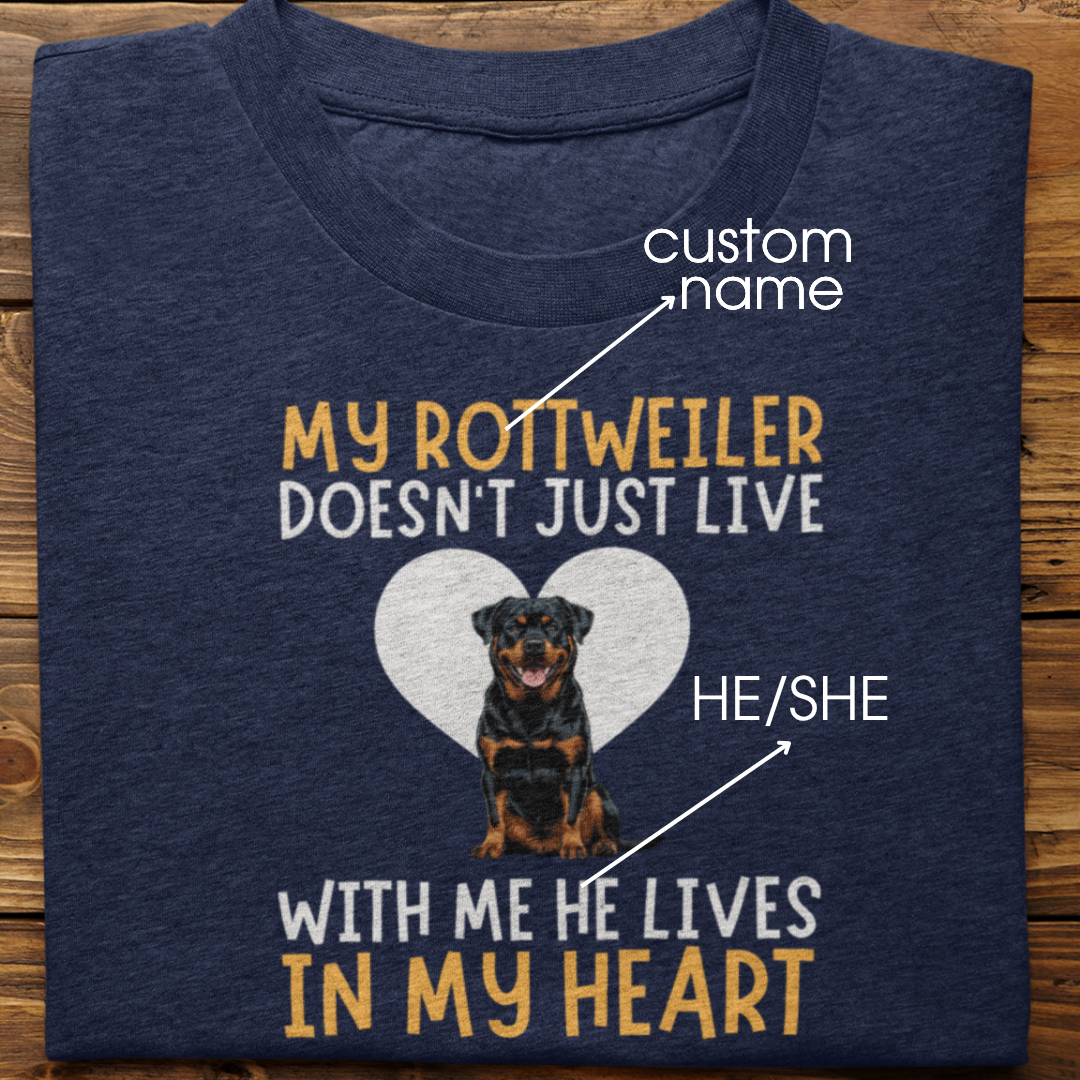 Rottweiler  : My Rottweiler Doesn't Just Live Tshirt Unisex
