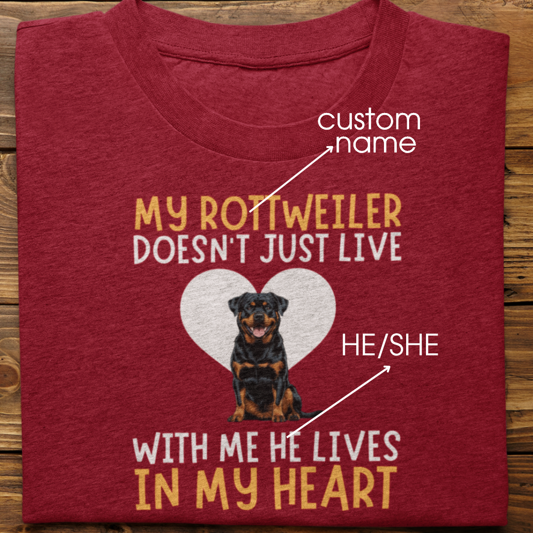 Rottweiler  : My Rottweiler Doesn't Just Live Tshirt Unisex
