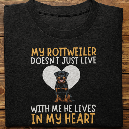 Rottweiler  : My Rottweiler Doesn't Just Live Tshirt Unisex(He)