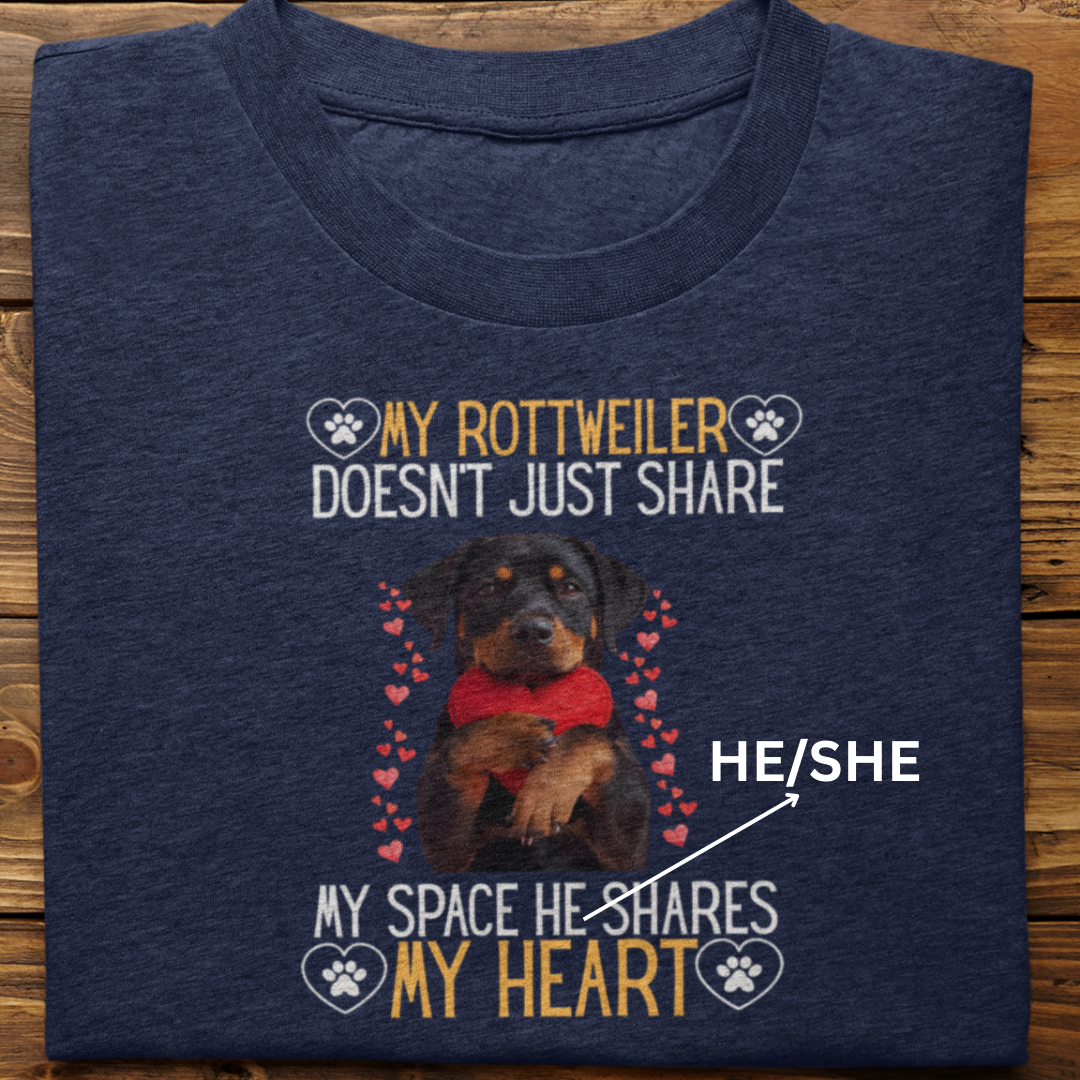 Rottweiler : Shares My Heart Tshirt Unisex