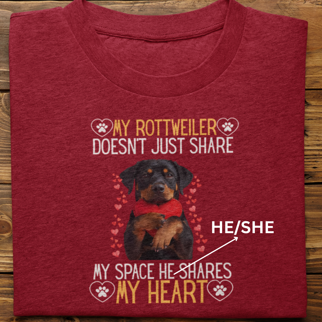 Rottweiler : Shares My Heart Tshirt Unisex