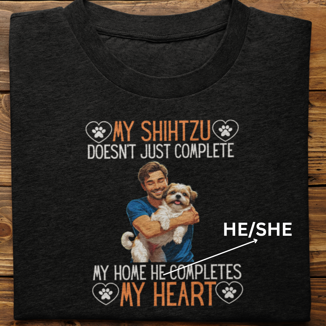Shihtzu : My Shihtzu Completes My Heart Tshirt Unisex(Male)