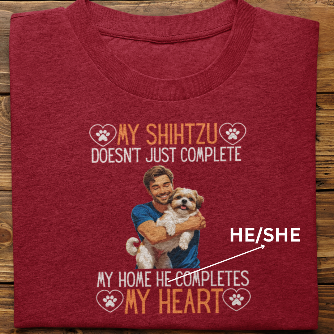 Shihtzu : My Shihtzu Completes My Heart Tshirt Unisex(Male)