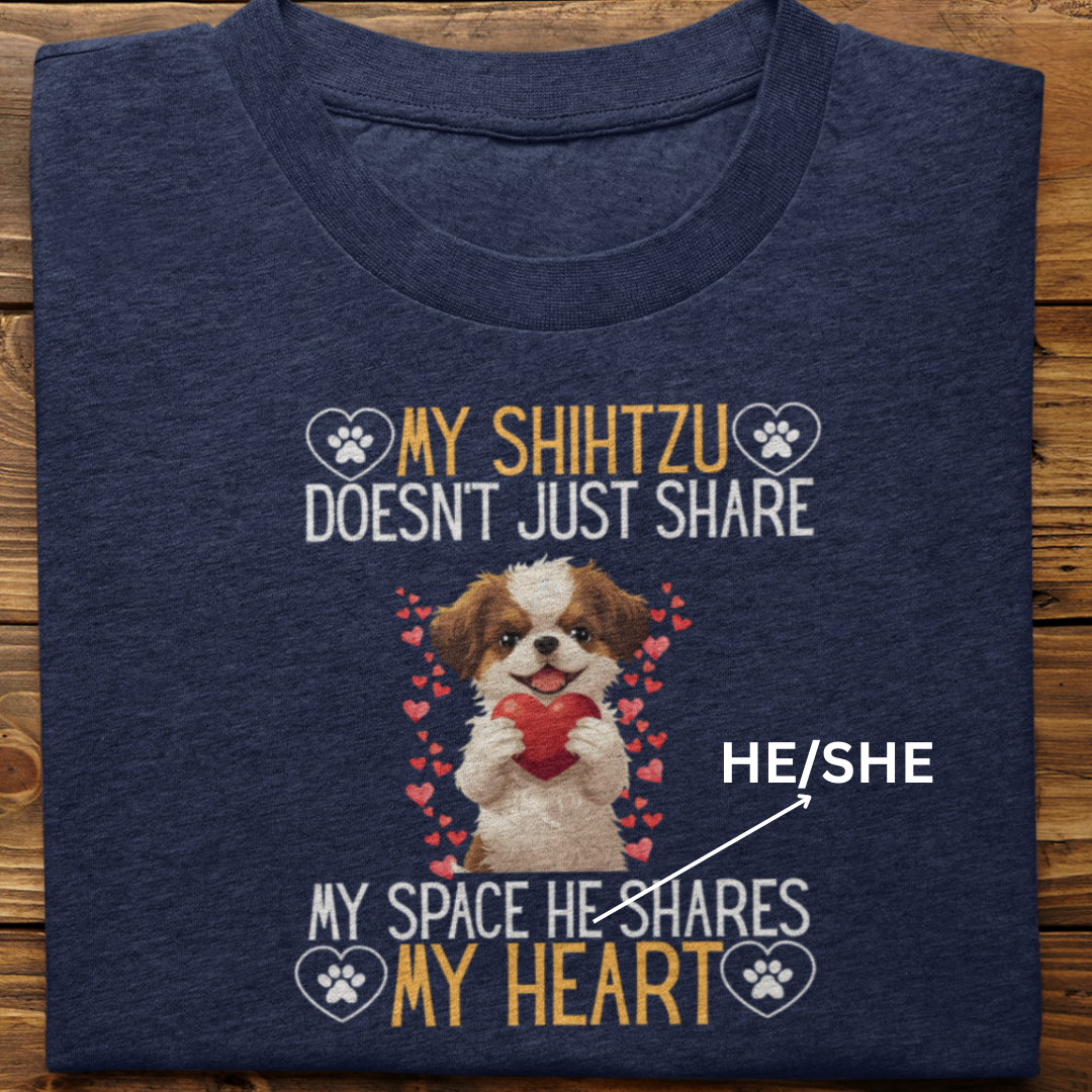 Shihtzu : Shares My Heart Tshirt Unisex