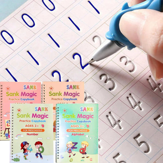 Sank Magic Practice Copybook For Kids (4 Book + 1 Pen + 10 Refill)